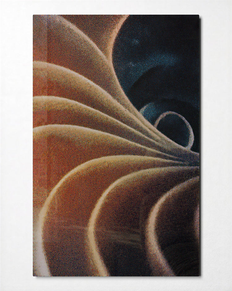 Dune Fold glass wall art, front view