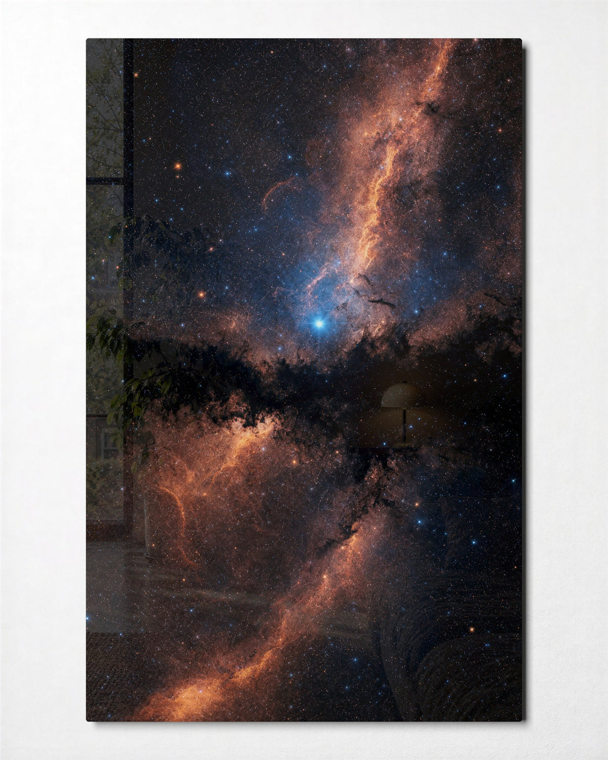Milky Way Orange glass wall art, front view