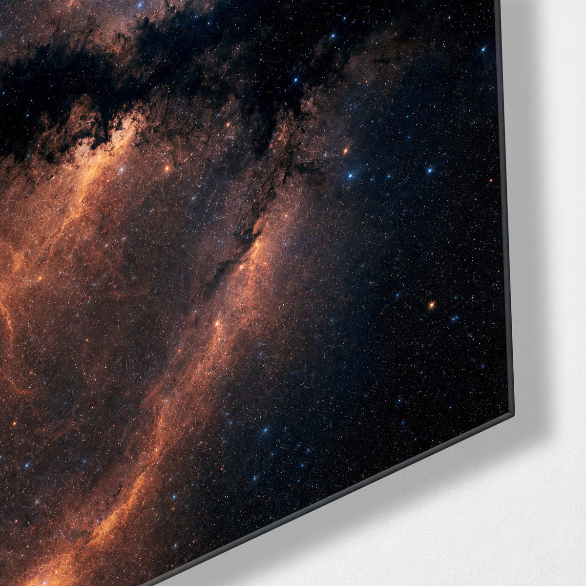 Milky Way Orange glass wall art, corner view