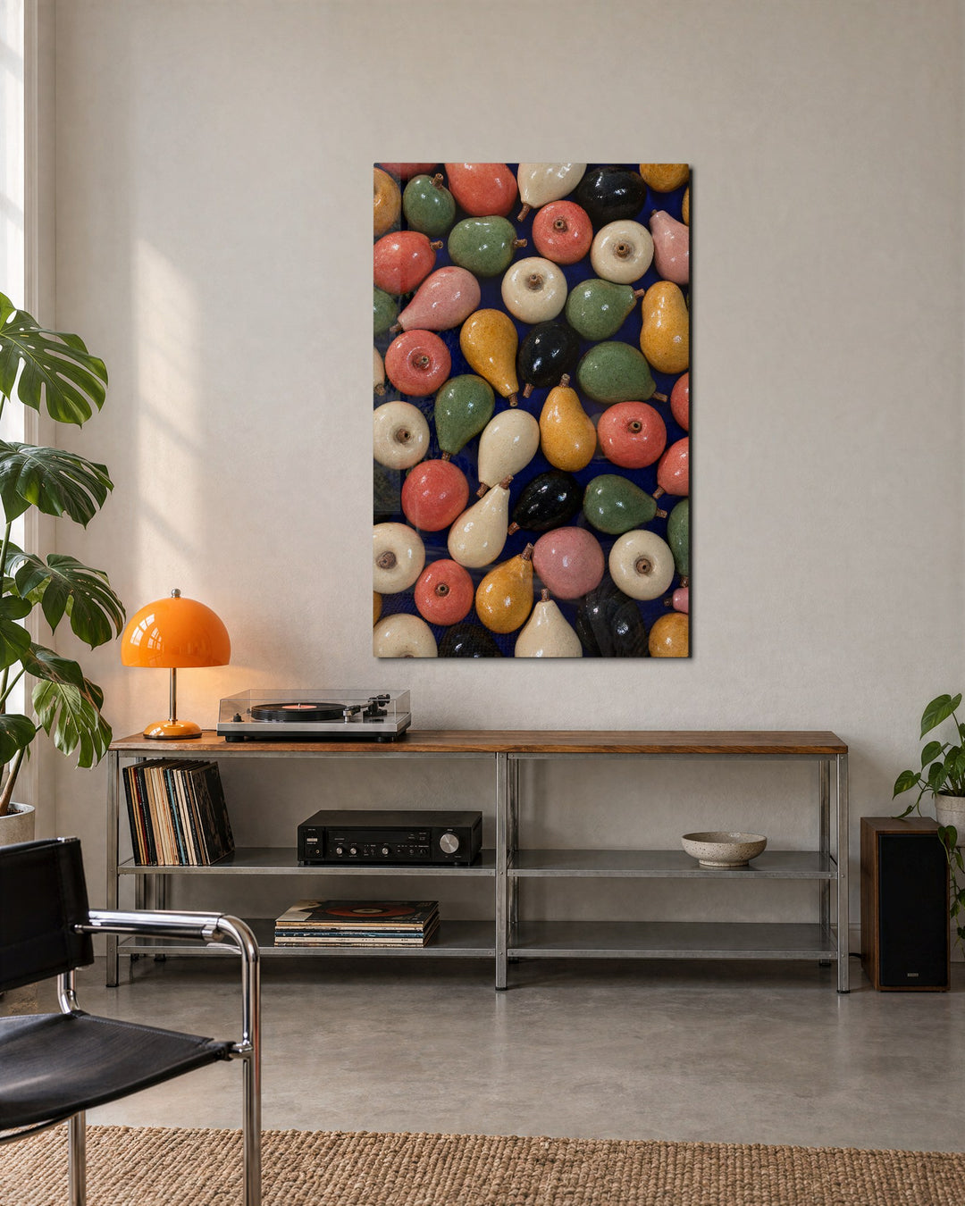 Glazed Orchard Pile glass wall art, lifestyle view