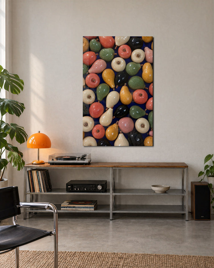 Glazed Orchard Pile glass wall art, lifestyle view