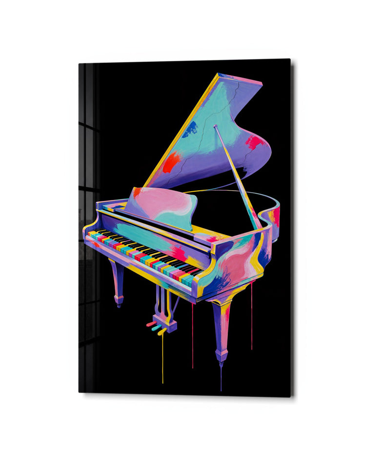 Grand Piano, Patchwork glass wall art, studio view