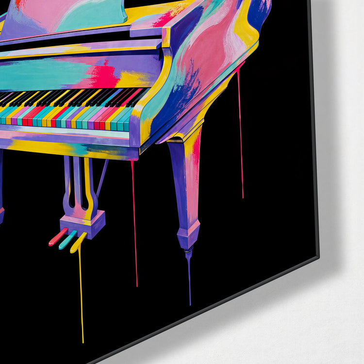 Grand Piano, Patchwork glass wall art, corner view