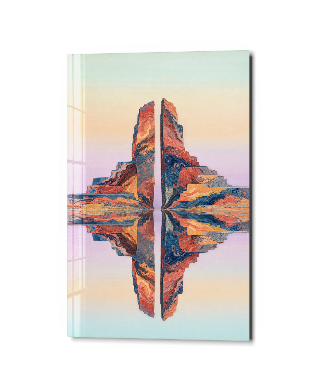 Twin Stones glass wall art, studio view