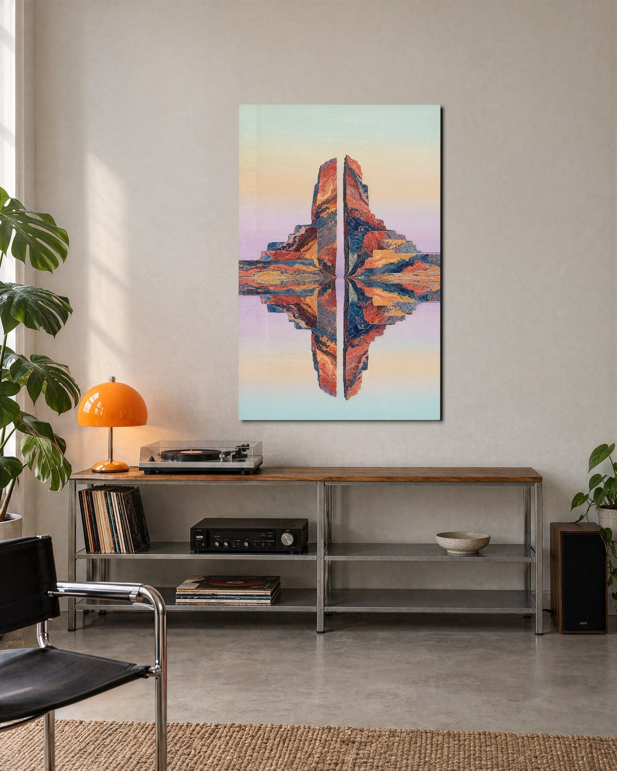 Twin Stones glass wall art, lifestyle view