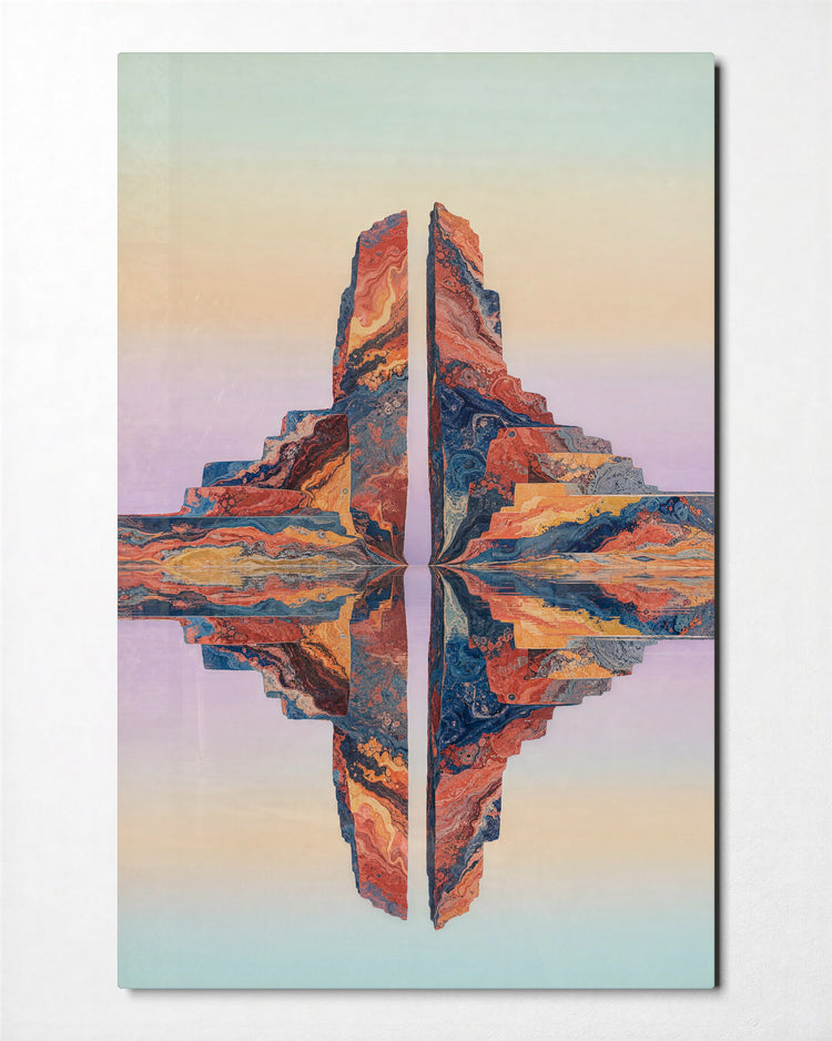 Twin Stones glass wall art, front view