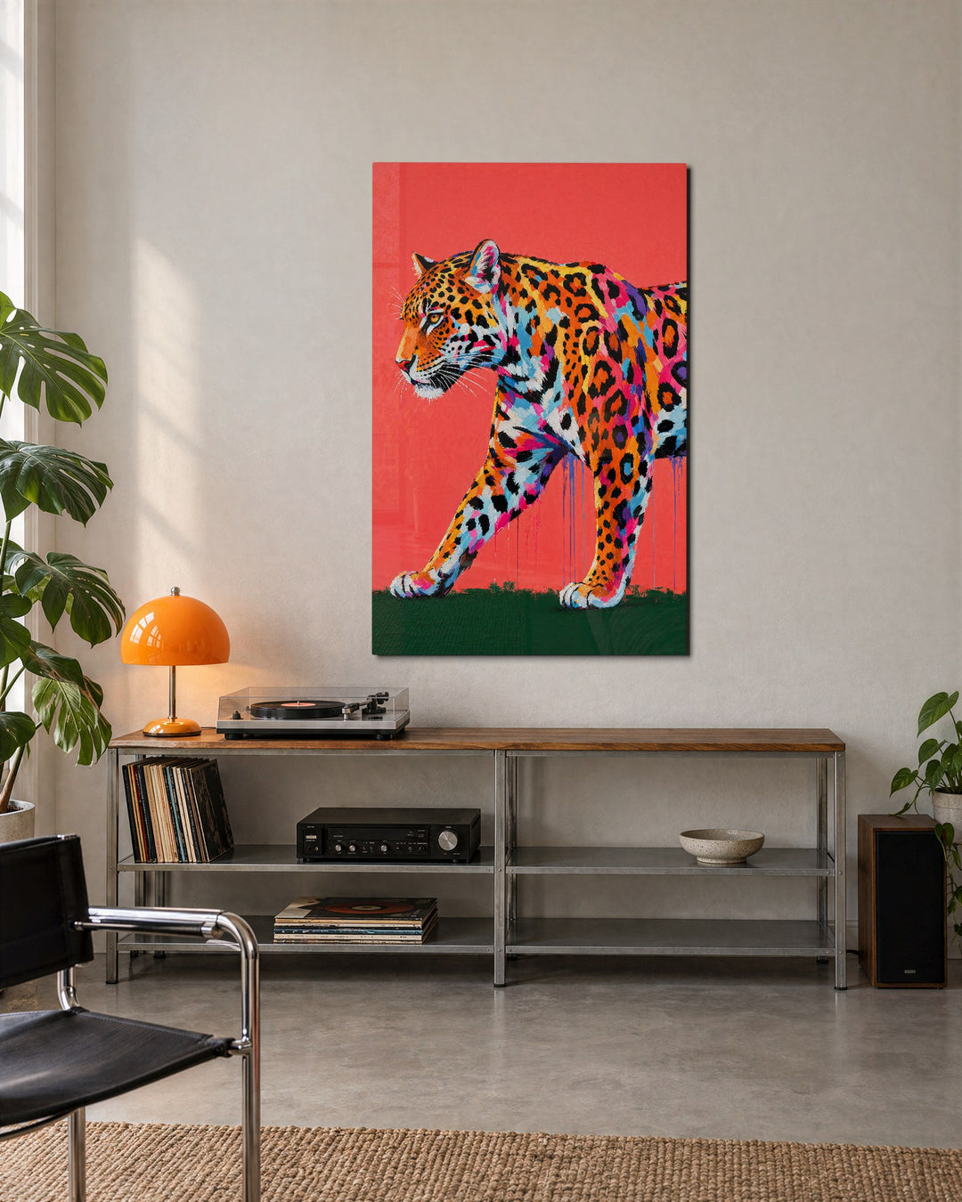 Spots on Parade glass wall art, lifestyle view