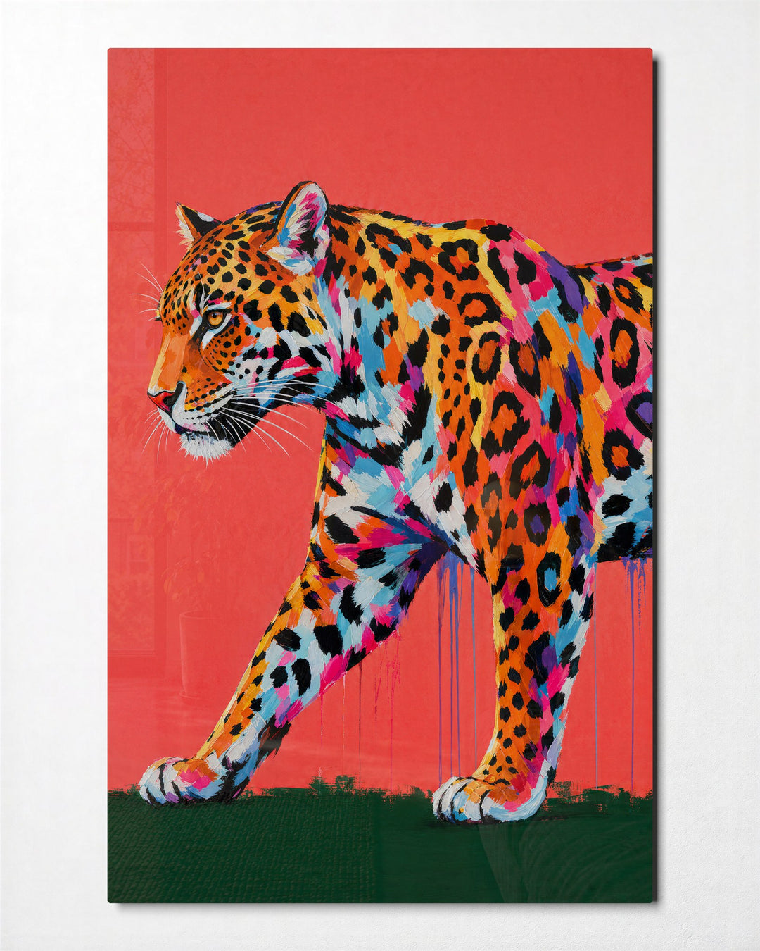 Spots on Parade glass wall art, front view