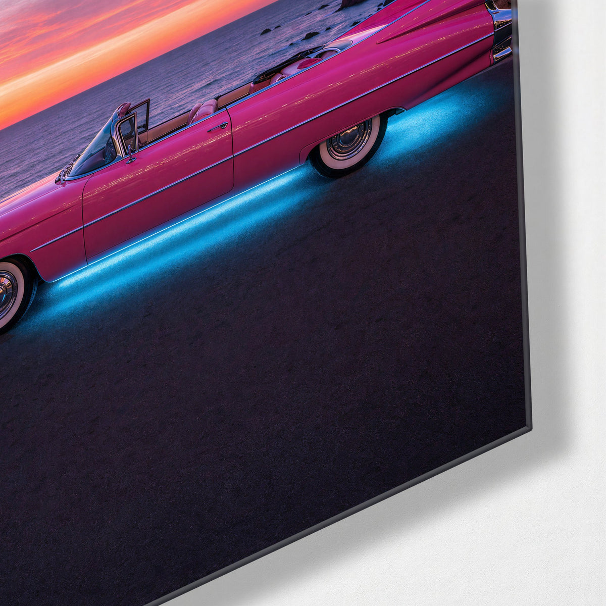 Candy Convertible glass wall art, corner view