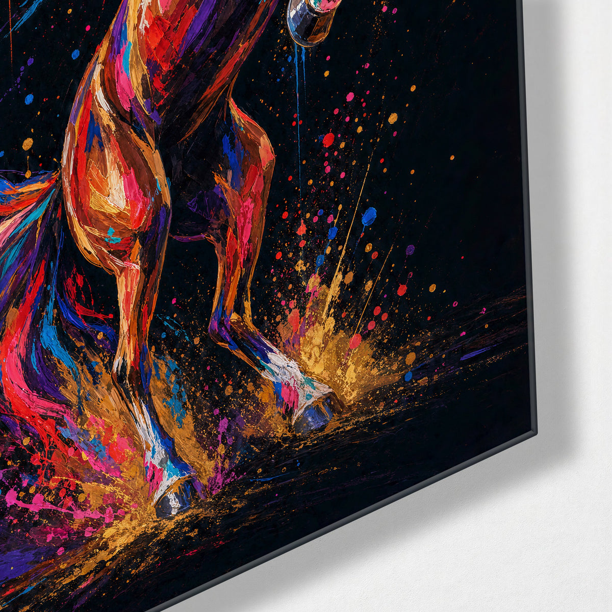 Rearing in Pigment glass wall art, corner view