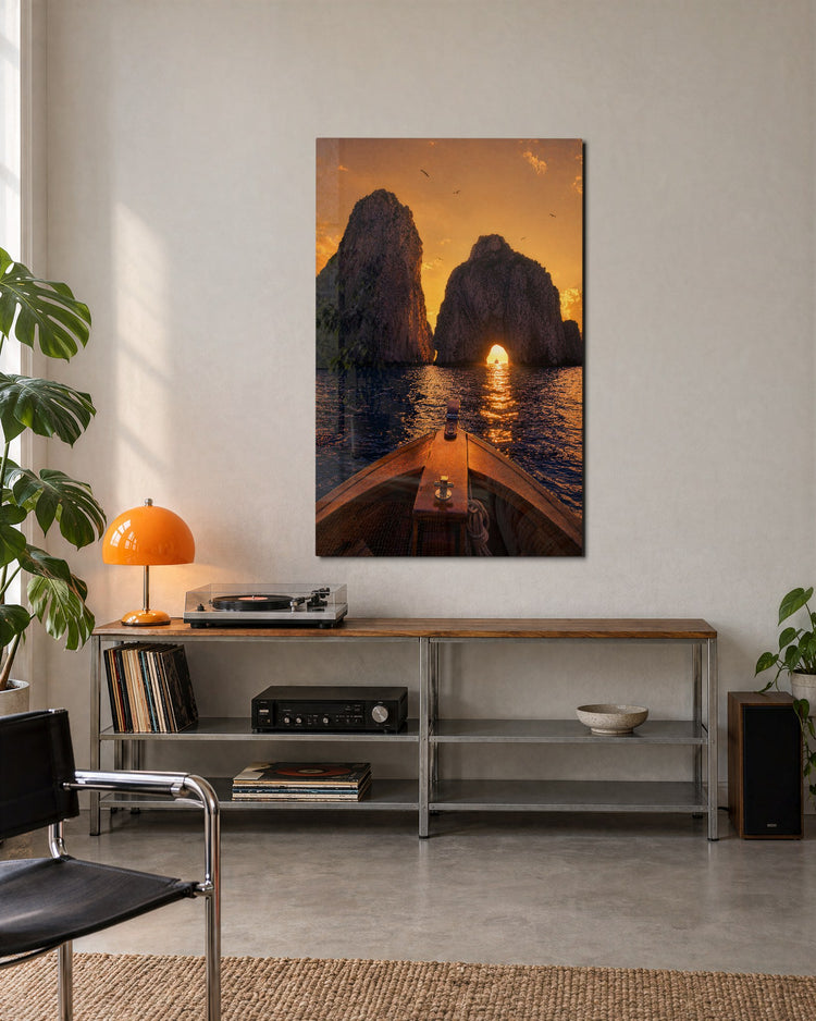 Boat, Gate, Sun glass wall art, lifestyle view