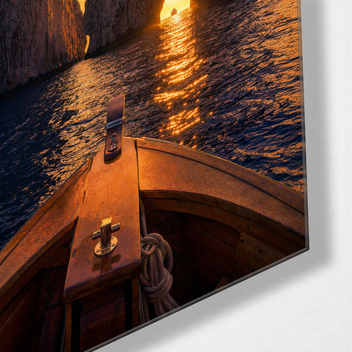 Boat, Gate, Sun glass wall art, corner view