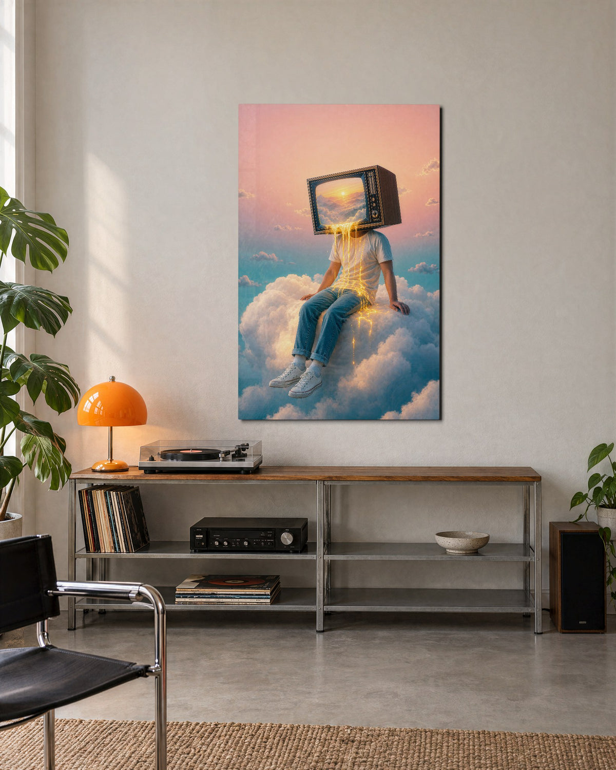Screen on a Cloud glass wall art, lifestyle view