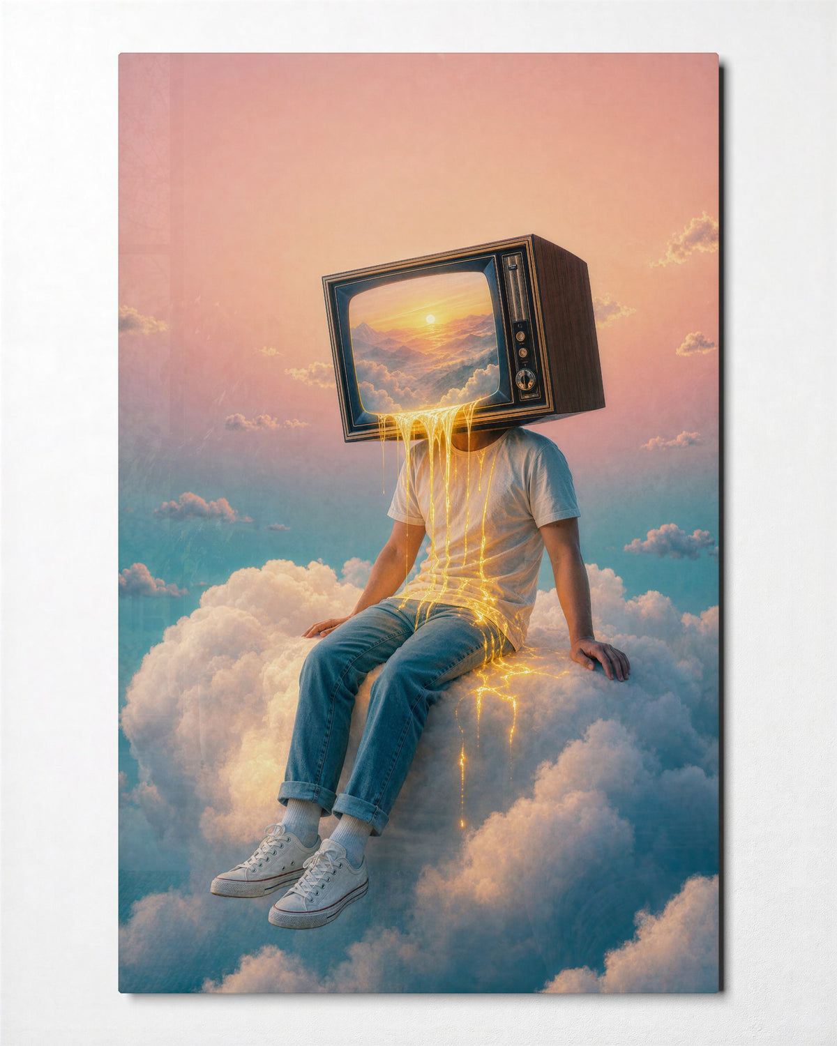 Screen on a Cloud glass wall art, front view