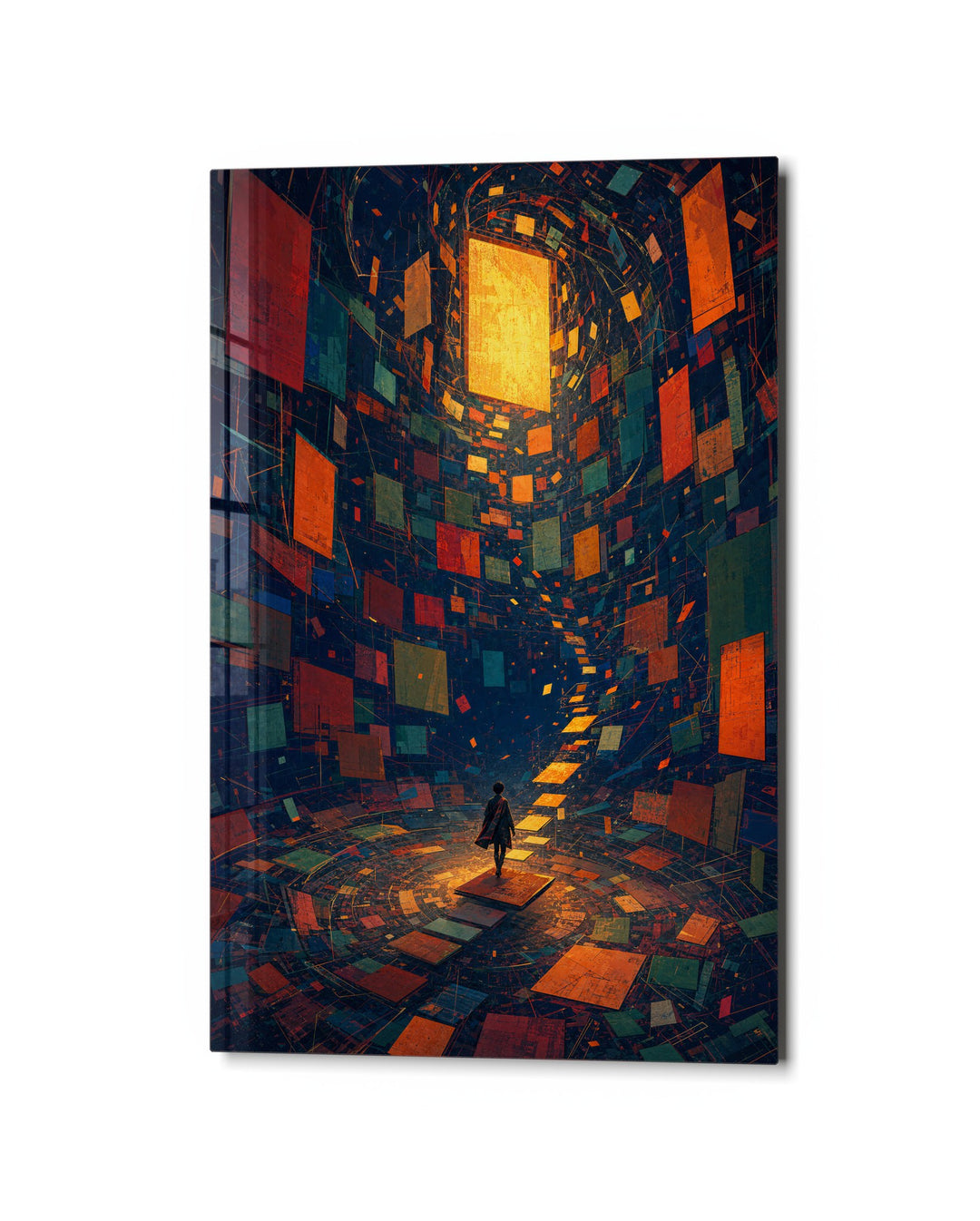 Broken Light Room glass wall art, studio view