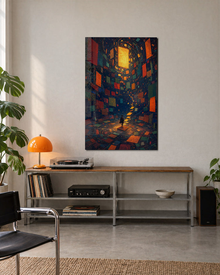 Broken Light Room glass wall art, lifestyle view