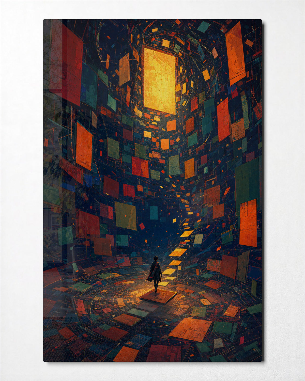 Broken Light Room glass wall art, front view