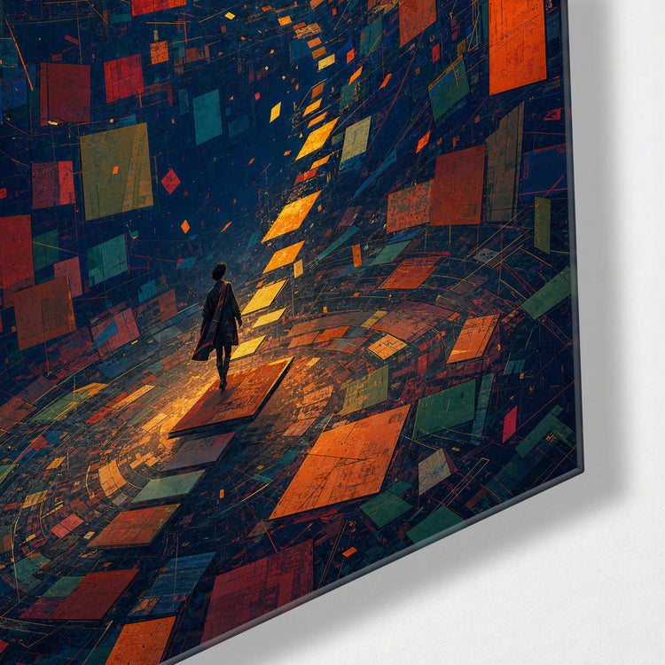 Broken Light Room glass wall art, corner view