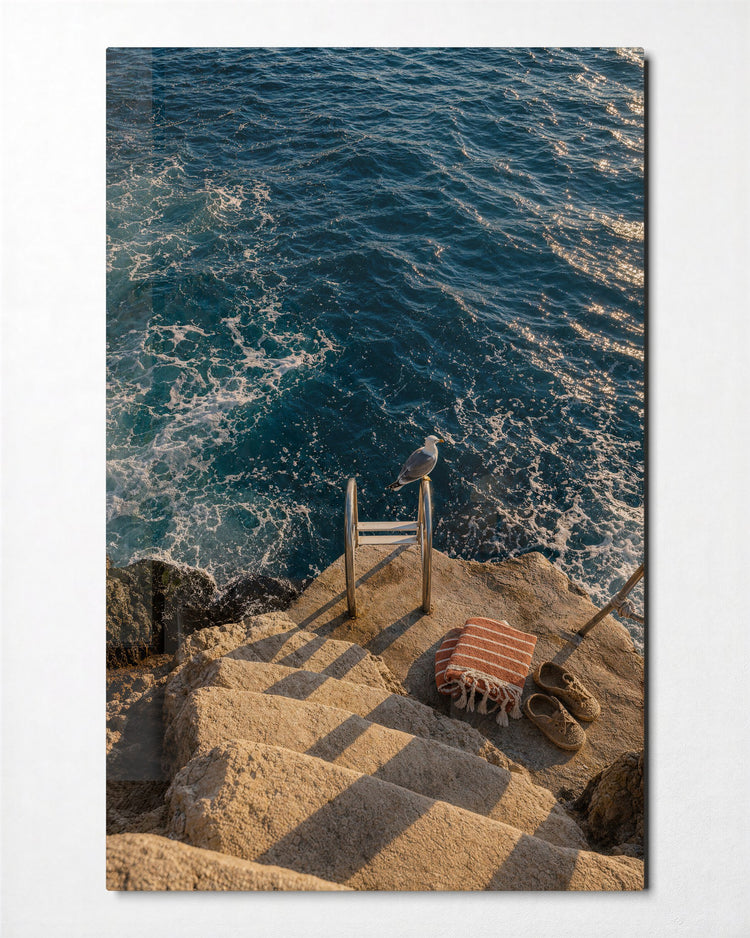 Ladder to the Deep glass wall art, front view