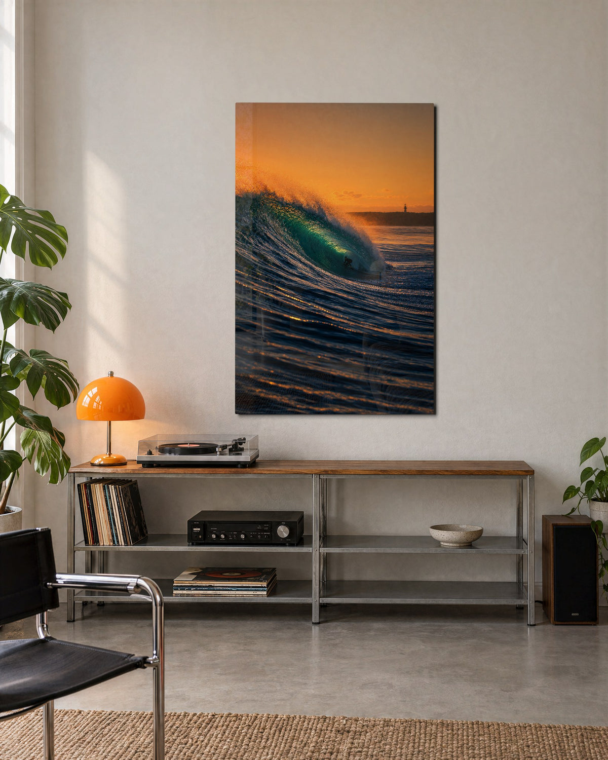 Waiting for Set glass wall art, lifestyle view