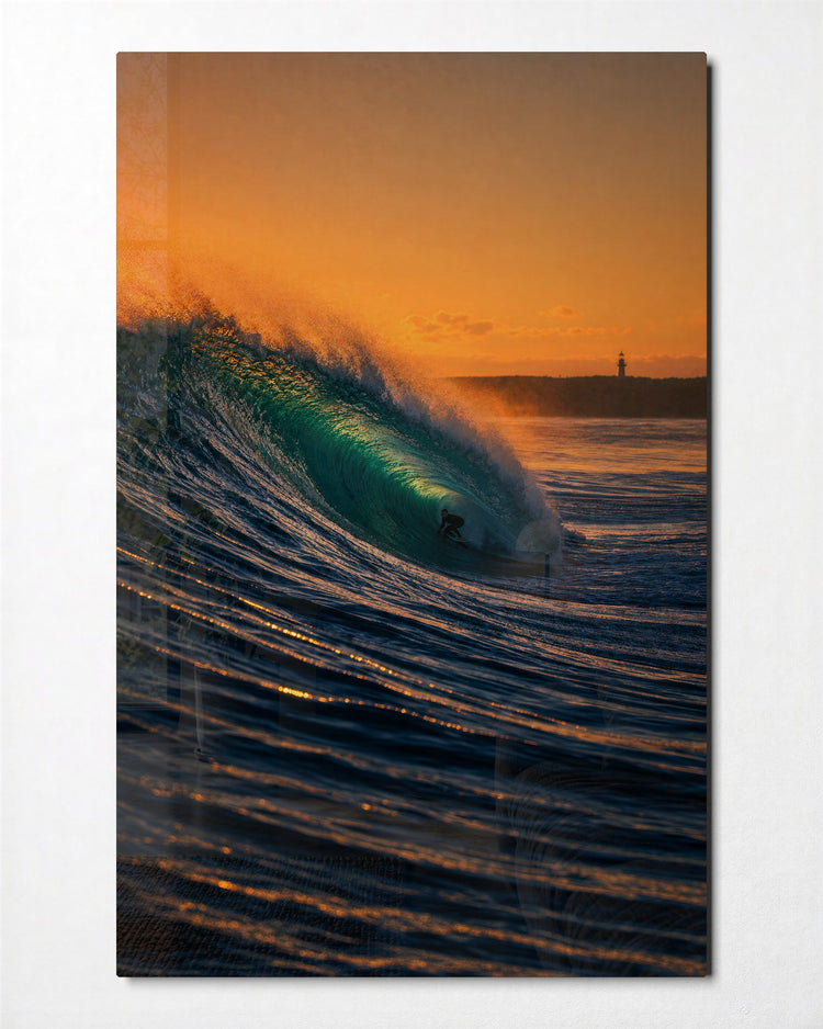 Waiting for Set glass wall art, front view