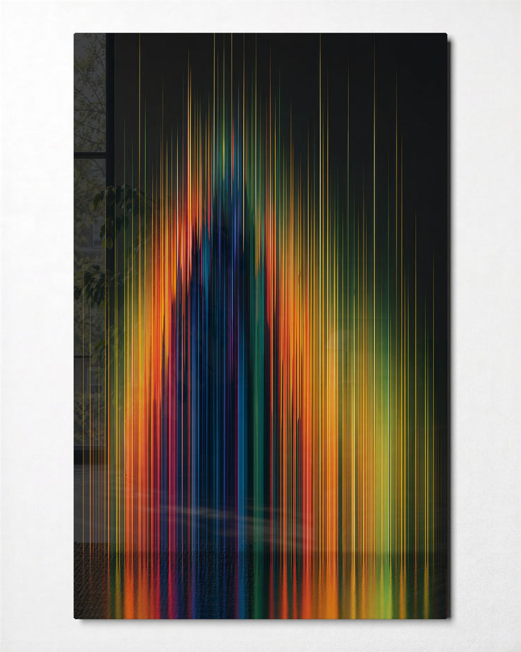 Evening Filaments glass wall art, front view