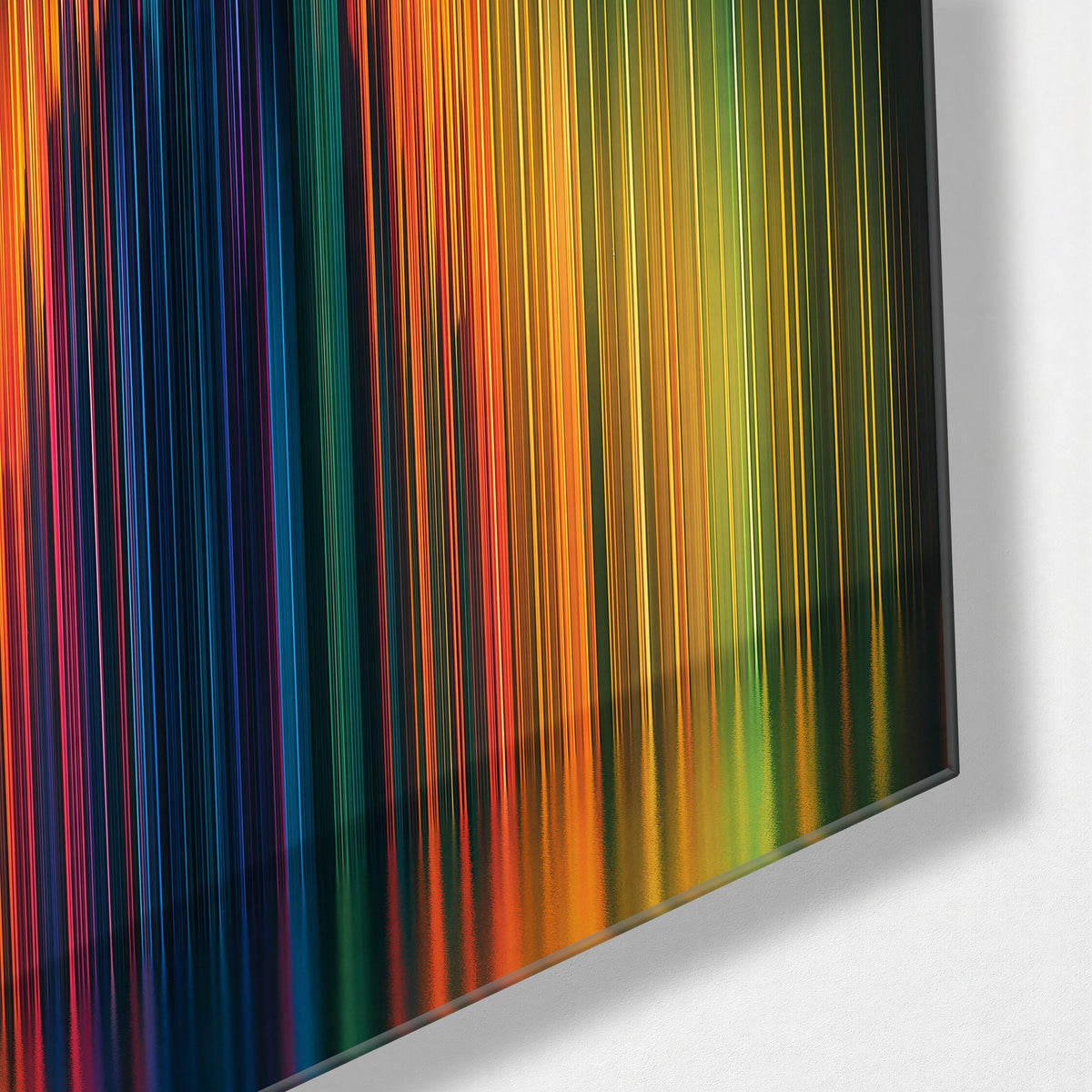Evening Filaments glass wall art, corner view