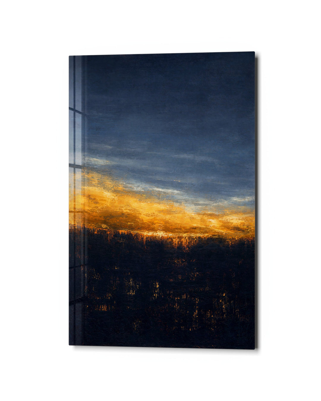 Amber Seam glass wall art, studio view