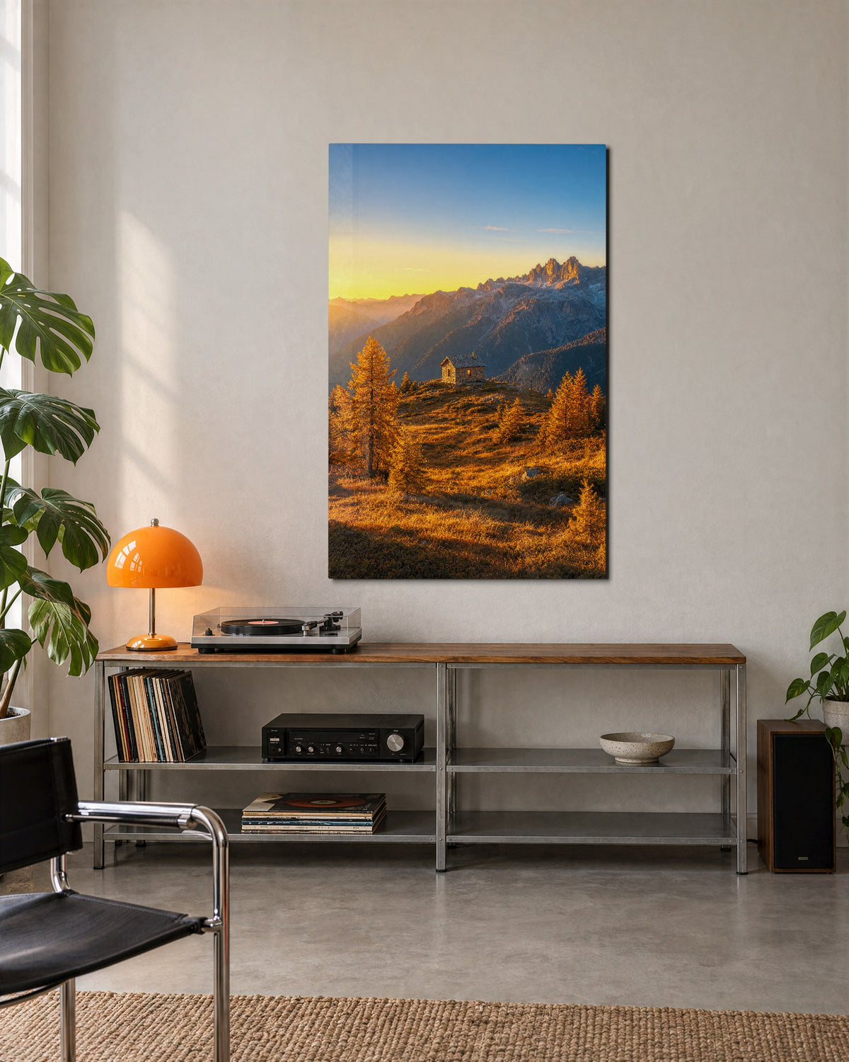 Hilltop Hideaway glass wall art, lifestyle view