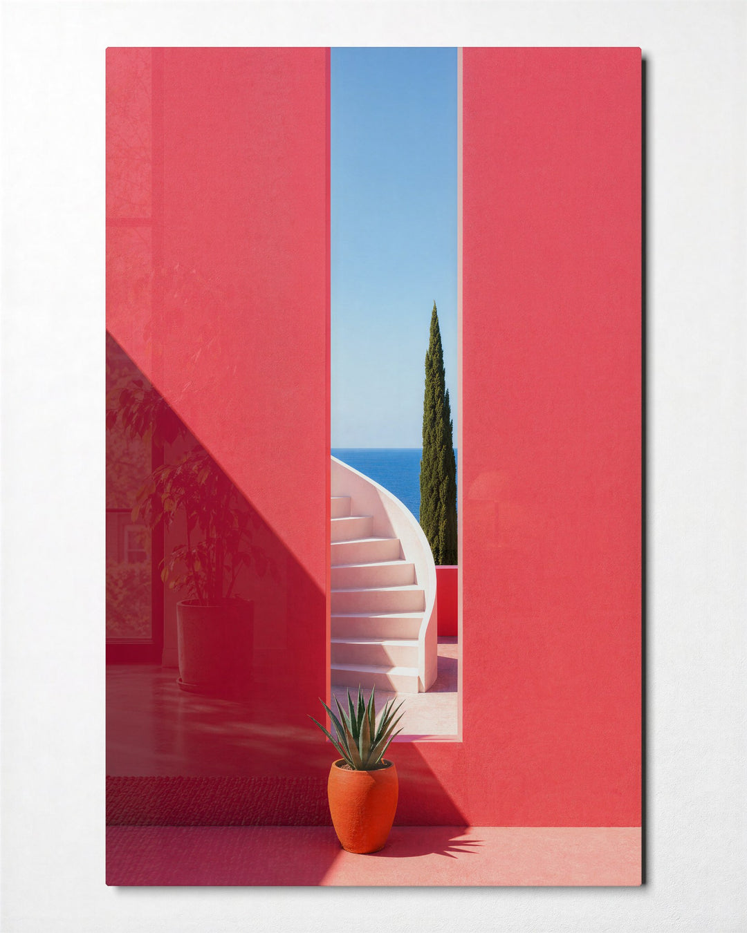 Pink Wall, Open Frame glass wall art, front view