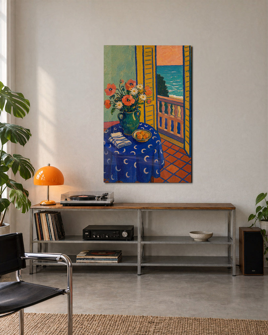 Breakfast with a View glass wall art, lifestyle view