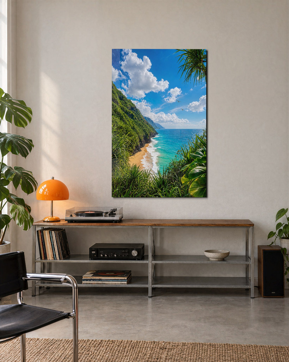 Leaves Over the Cove glass wall art, lifestyle view