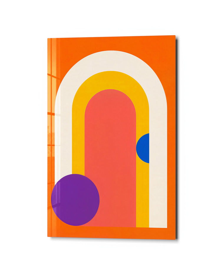 Semicircle Parade glass wall art, studio view