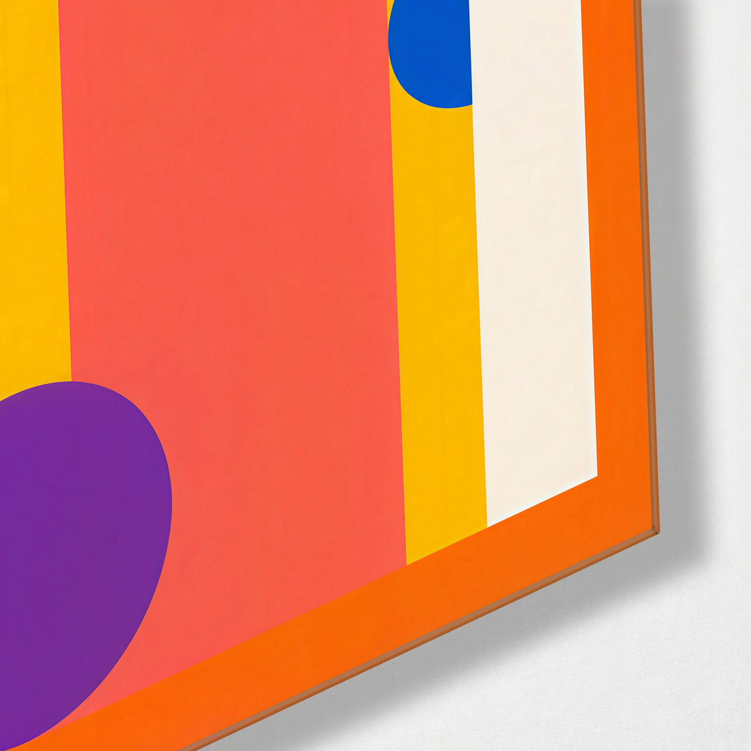Semicircle Parade glass wall art, corner view