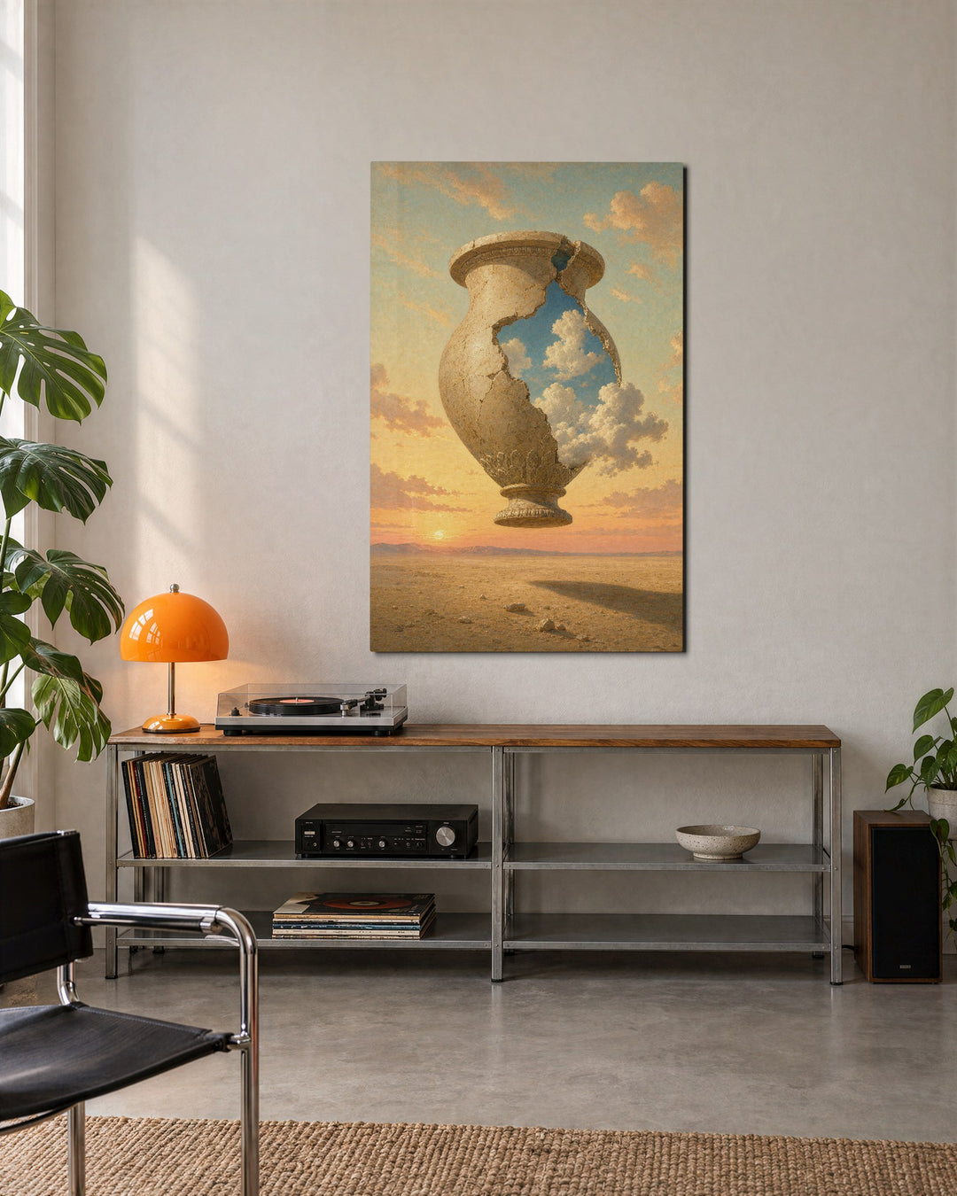 Empty Vase, Full Sky glass wall art, lifestyle view