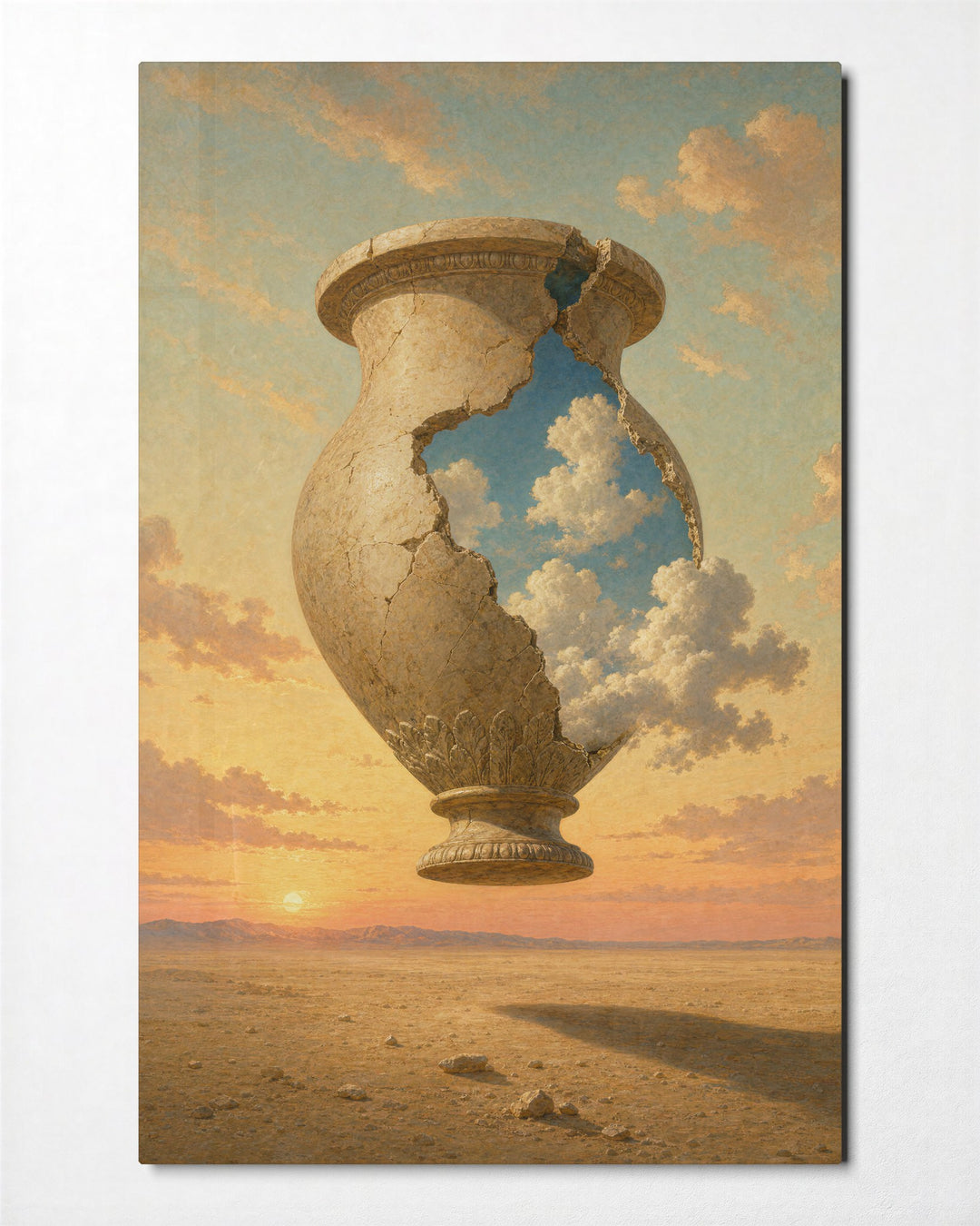 Empty Vase, Full Sky glass wall art, front view