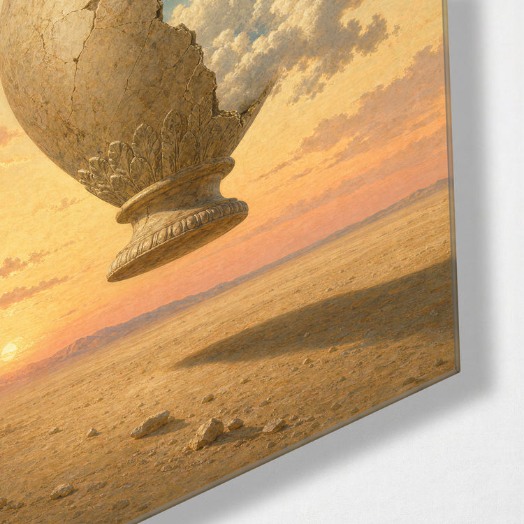 Empty Vase, Full Sky glass wall art, corner view