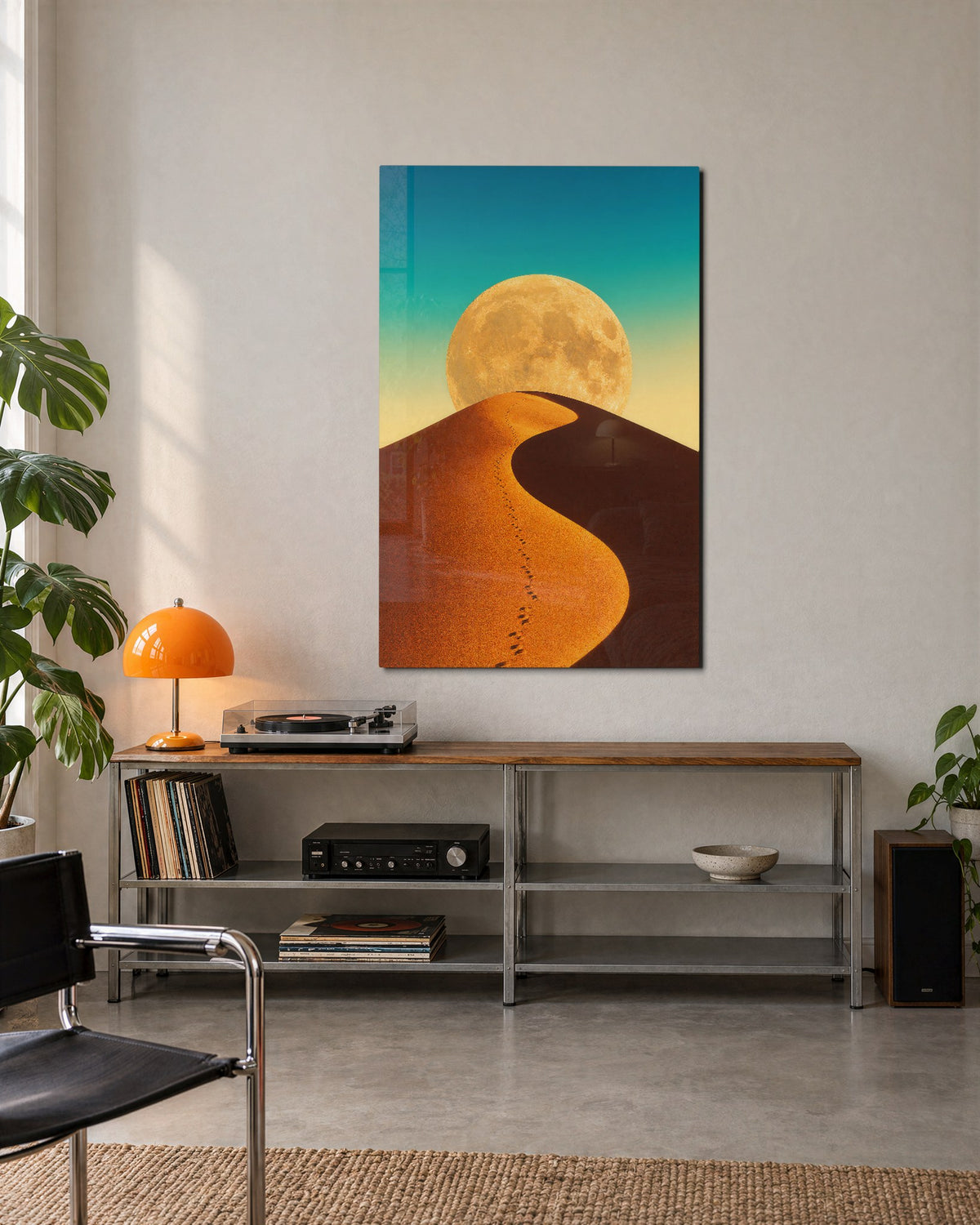 Moonward Prints glass wall art, lifestyle view