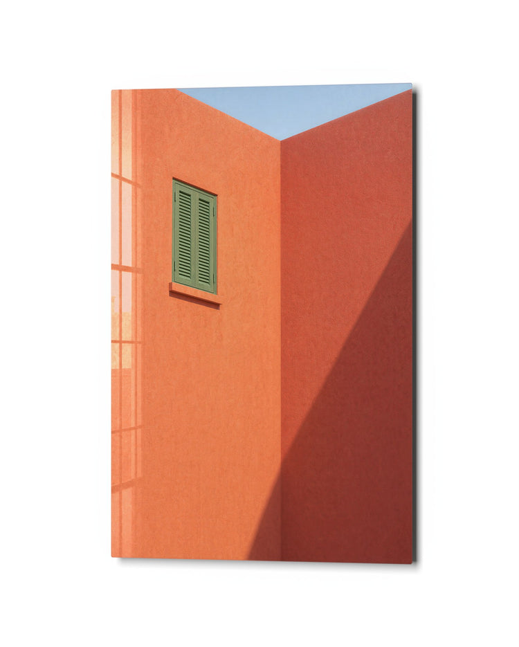 Coral Corner, Slanted Shade glass wall art, studio view