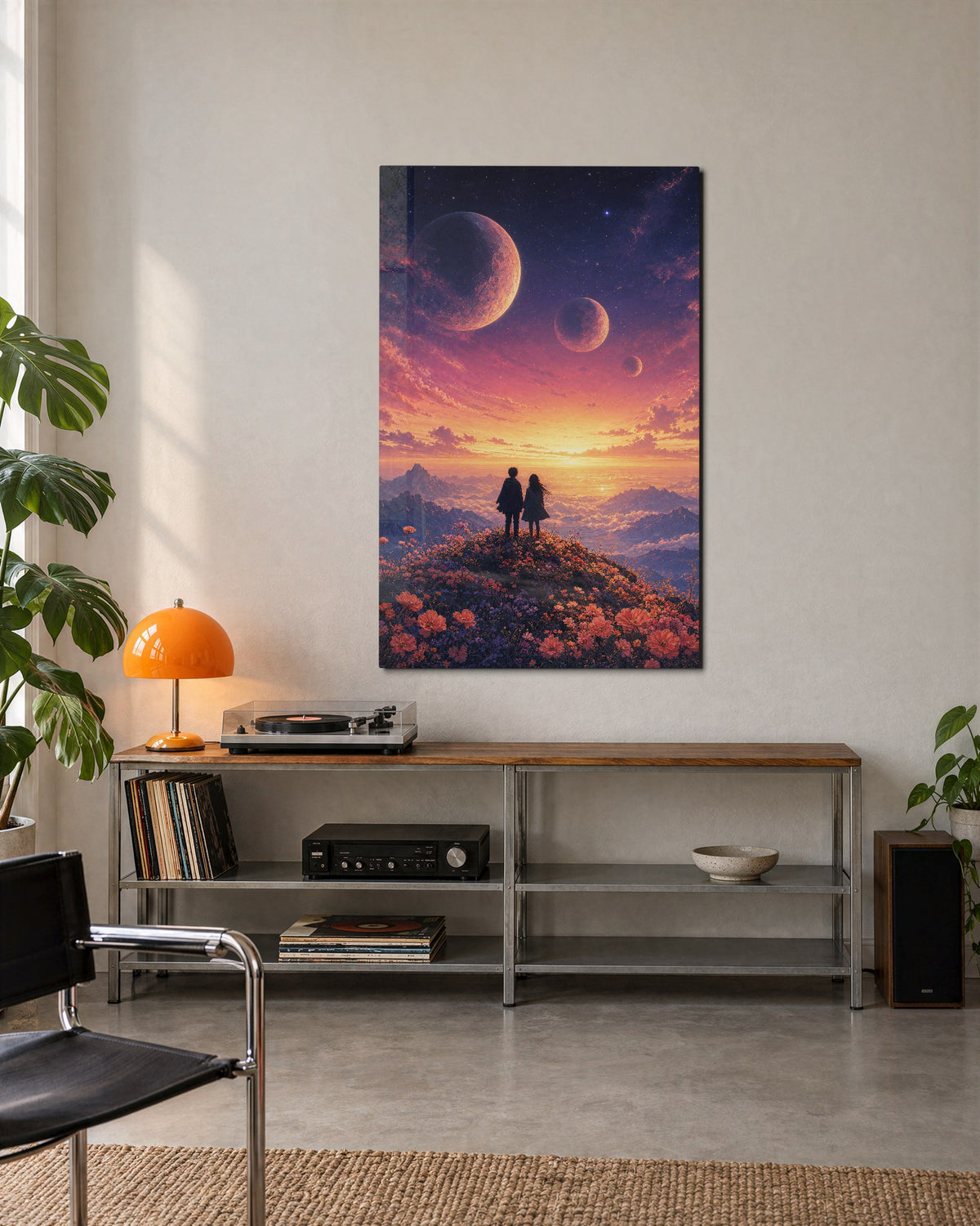 Hilltop Pair glass wall art, lifestyle view