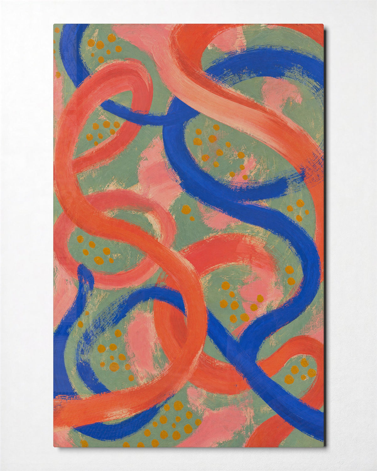 Dots and Swirls glass wall art, front view