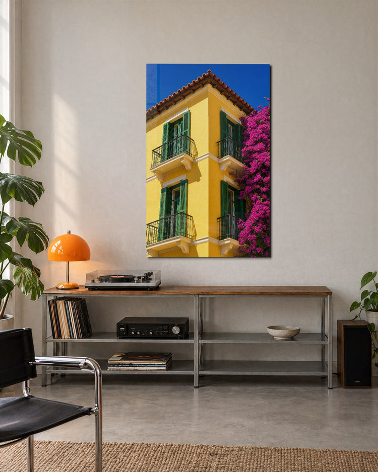 Lemon Facade glass wall art, lifestyle view