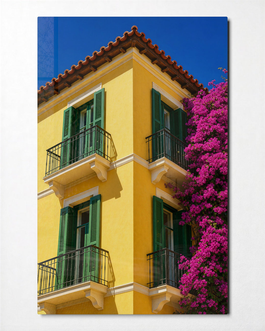 Lemon Facade glass wall art, front view