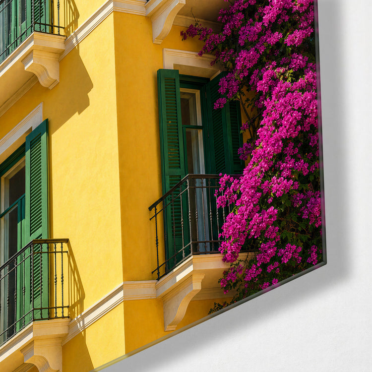 Lemon Facade glass wall art, corner view