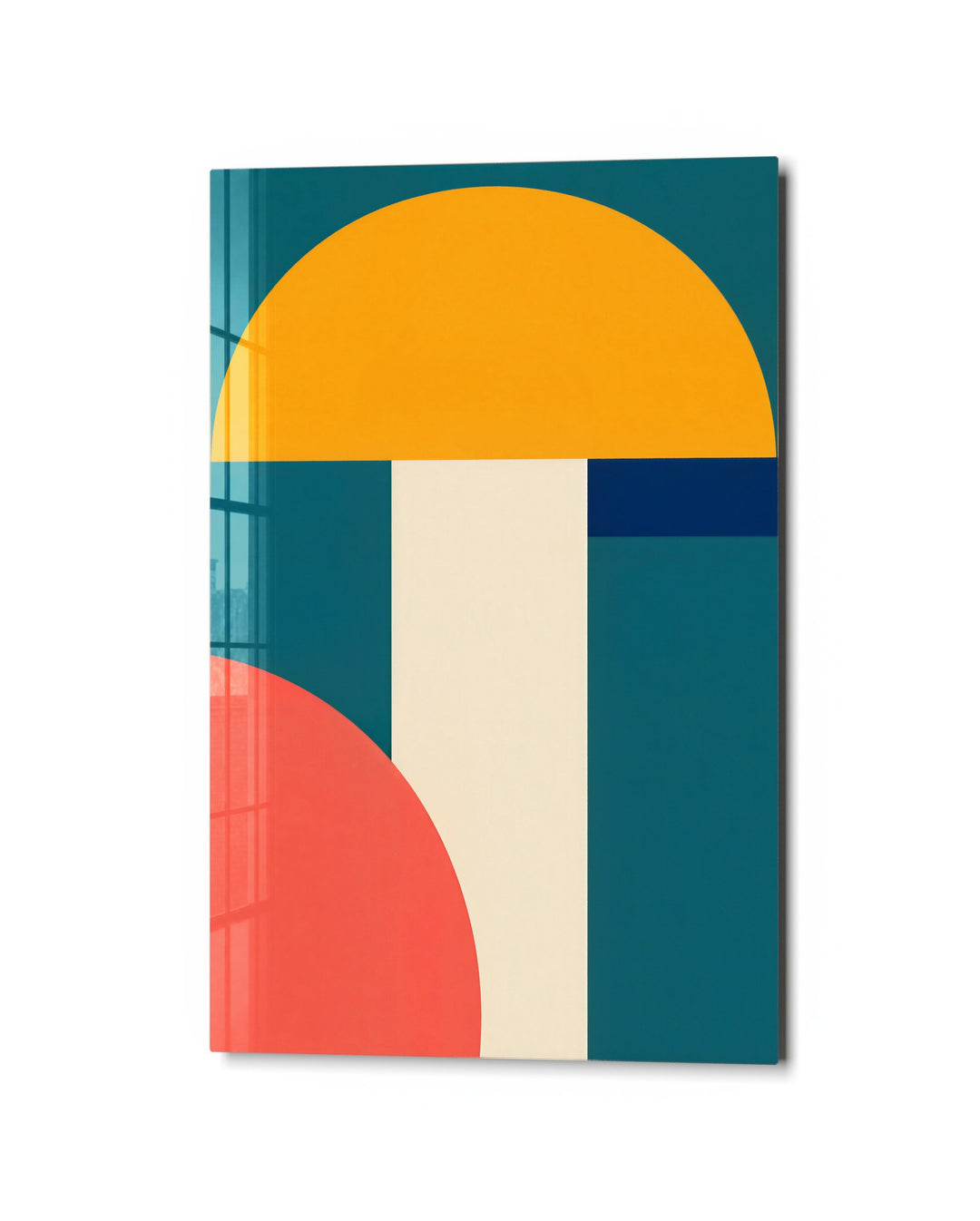 Semicircle on a Pillar glass wall art, studio view