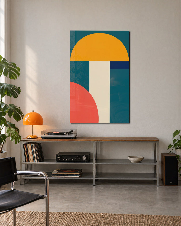 Semicircle on a Pillar glass wall art, lifestyle view
