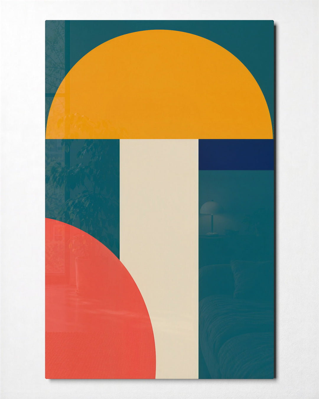 Semicircle on a Pillar glass wall art, front view