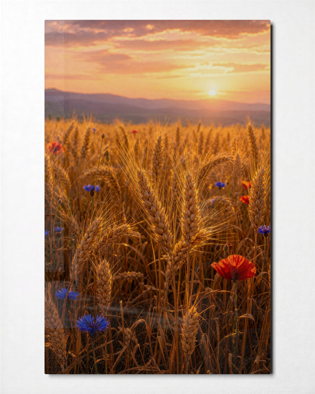Poppy Hour glass wall art, front view