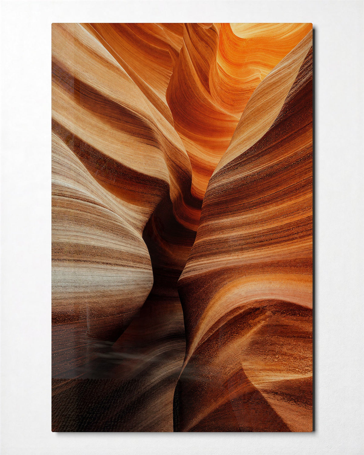 Canyon Exhale glass wall art, front view
