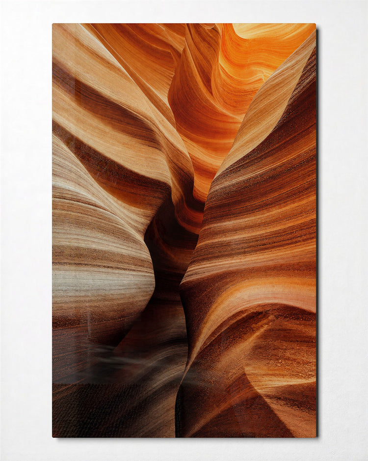 Canyon Exhale glass wall art, front view